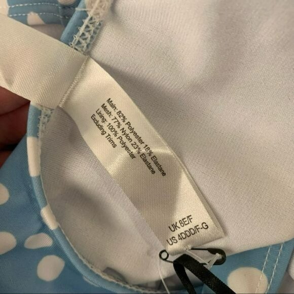 ASOS peek and beau fuller bust cut out swimsuit in blue and white polka dot - Picture 8 of 8